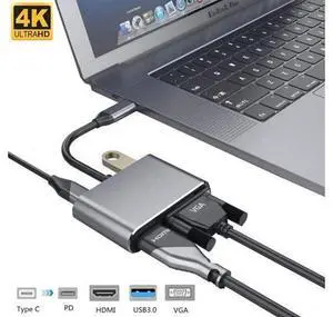 USB C Hub,Upgrade 4 in 1 USB C to HDMI 4K+VGA Adapter,HDMI+VGA Dual Display,USB 3.0 5Gbps 900mA(Max) Output, 87W Power Delivery for Nintendo Switch/MacBook Pro/Air/Ipad Pro/Dell XP -Gray USB C Hub,Upgrade 4 in 1 USB C to HDMI 4K+VGA Adapter,HDMI+VGA Dual Display,USB 3.0 5Gbps 900mA(Max) Output, 87W Power Delivery for Nintendo Switch/MacBook Pro/Air/Ipad Pro/Dell XP -Gray