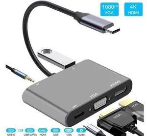 USB C to HDMI VGA Adapter, USB C Hub with 4K HDMI, 1080P VGA,USB 3.0,USB C PD Charging,3.5mm Audio Port Compatible with MacBook Pro 2018,iPad Pro 2018, Dell XPS 13/15,Surface Go,Samsung USB C USB C to HDMI VGA Adapter, USB C Hub with 4K HDMI, 1080P VGA,USB 3.0,USB C PD Charging,3.5mm Audio Port Compatible with MacBook Pro 2018,iPad Pro 2018, Dell XPS 13/15,Surface Go,Samsung USB C