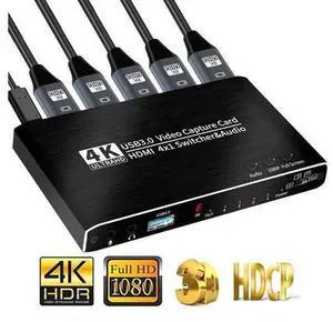 4x1 HDMI Video Capture Card 4K@30Hz 4K30FPS Seamless Switch,USB3.0 HDMI Capture Card Switch with with Mic&Audio Game Capture Card for Live Streaming Video Recording Screen Capture Device 4x1 HDMI Video Capture Card 4K@30Hz 4K30FPS Seamless Switch,USB3.0 HDMI Capture Card Switch with with Mic&Audio Game Capture Card for Live Streaming Video Recording Screen Capture Device