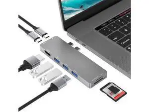 Mac USB C Hub Adapter, USB Type C Multi-port Hub MacBook Pro 2019 2018-2016, MacBook Air 8-in-2 with Thunderbolt 3, USB-C 100W PD, 4K HDMI, microSD/SD Card Reader, 3xUSB3.0 Mac USB C Hub Adapter, USB Type C Multi-port Hub MacBook Pro 2019 2018-2016, MacBook Air 8-in-2 with Thunderbolt 3, USB-C 100W PD, 4K HDMI, microSD/SD Card Reader, 3xUSB3.0