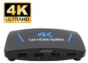 HDMI Splitter 1 in 4 Out -4K Hdmi Splitter 1x4 Ports v1.4 Powered 4K/2K@30hz Full Ultra HD 1080p US Adapter 3D Support 4Kx2K@30Hz 3D HDCP1.4b HDCP1.4 for Xbox, PS5, Fire Stick, Roku HDMI Splitter 1 in 4 Out -4K Hdmi Splitter 1x4 Ports v1.4 Powered 4K/2K@30hz Full Ultra HD 1080p US Adapter 3D Support 4Kx2K@30Hz 3D HDCP1.4b HDCP1.4 for Xbox, PS5, Fire Stick, Roku