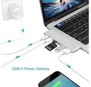 XJYLCPC Dual USB C Hub, 6 in 1 USB Type C Hub Adapter with 2 USB3.0 Port, Type C Data Transfer SD&TF Card Reader Compatible with 2016/2017 MacBook Pro 13&15 (Silver) XJYLCPC Dual USB C Hub, 6 in 1 USB Type C Hub Adapter with 2 USB3.0 Port, Type C Data Transfer SD&TF Card Reader Compatible with 2016/2017 MacBook Pro 13&15 (Silver)