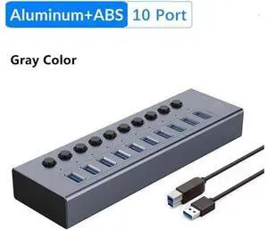 Powered USB Hub 3.0,Aluminum 10-Port USB Data Hub Splitter with 10 Data HUB and Charging Port and Individual On/Off Switches and 5V/4A Power Adapter USB Extension for MacBook, Mac Pro/Mini Powered USB Hub 3.0,Aluminum 10-Port USB Data Hub Splitter with 10 Data HUB and Charging Port and Individual On/Off Switches and 5V/4A Power Adapter USB Extension for MacBook, Mac Pro/Mini