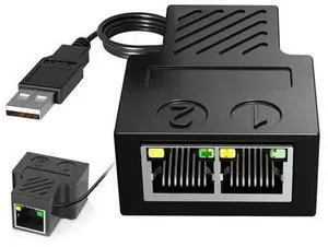 RJ45 Ethernet 1 to 2 Splitter Connectors Splitter Adapter with USB Power Cable LAN Ethernet Connector Compatible with Cat5,Cat5e,Cat6,Cat7,Two Computer Can Share The Internet at The Same RJ45 Ethernet 1 to 2 Splitter Connectors Splitter Adapter with USB Power Cable LAN Ethernet Connector Compatible with Cat5,Cat5e,Cat6,Cat7,Two Computer Can Share The Internet at The Same