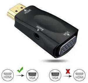 HDMI to VGA Converter Adapter with 3.5mm Audio Port for PC,Laptop,DVD,Projector,HDTV,Xbox,STB,Intel Nuc,Chromebook,Android TV Box and Other HDMI Devices-Black HDMI to VGA Converter Adapter with 3.5mm Audio Port for PC,Laptop,DVD,Projector,HDTV,Xbox,STB,Intel Nuc,Chromebook,Android TV Box and Other HDMI Devices-Black