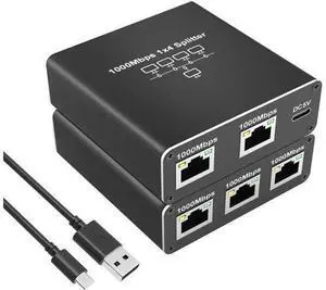 Gigabit Splitter Adapter,RJ45 Ethernet Splitter 1 to 4 Network Adapter(4 Devices Surf Internet Simultaneously) Works for Cat5e/Cat6/Cat7/Cat8 Connector LAN Internet Gigabit Splitter Adapter,RJ45 Ethernet Splitter 1 to 4 Network Adapter(4 Devices Surf Internet Simultaneously) Works for Cat5e/Cat6/Cat7/Cat8 Connector LAN Internet