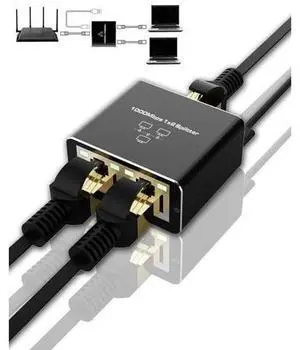 Gigabit Ethernet Cable Splitter 1 to 2, RJ45 Splitter 1 in 2 Out hub, 1000Mbps Shielded Ethernet Splitter, Internet Cable 8P8C Extender Plug LAN Cable for Cat5, Cat5e, Cat6, Cat7,Cat8 Gigabit Ethernet Cable Splitter 1 to 2, RJ45 Splitter 1 in 2 Out hub, 1000Mbps Shielded Ethernet Splitter, Internet Cable 8P8C Extender Plug LAN Cable for Cat5, Cat5e, Cat6, Cat7,Cat8