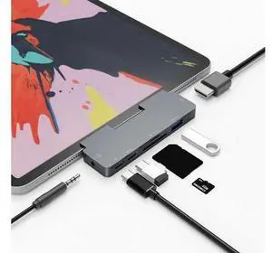 XJYLCPC USB C Hub for iPad Pro 2020, 2018, iPad Air 4, MacBook Pro M1 2020, 2019, 2018, 2017, MacBook Air with 4K@30Hz HDMI HDR, USB 3.0, 3.5mm Audio and 60W PD&Data, SD/Micro Card ReaderUSB-C XJYLCPC USB C Hub for iPad Pro 2020, 2018, iPad Air 4, MacBook Pro M1 2020, 2019, 2018, 2017, MacBook Air with 4K@30Hz HDMI HDR, USB 3.0, 3.5mm Audio and 60W PD&Data, SD/Micro Card ReaderUSB-C