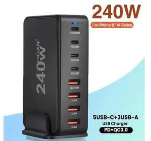 8 Port USB C Charging Station, Charger GaN 240W, QC3.0 Fast Compact Desk Charger for MacBook Pro/Air, Dell XPS,iPhone 15 Pro,ipad pro,Galaxy S23,Pixel 7 8 Port USB C Charging Station, Charger GaN 240W, QC3.0 Fast Compact Desk Charger for MacBook Pro/Air, Dell XPS,iPhone 15 Pro,ipad pro,Galaxy S23,Pixel 7