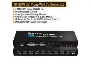3x3 Video Wall Controller | 1080p@60Hz, HDMI 1.4, HDCP1.4 Compliant | HDMI & DVI Inputs; HDMI Outputs | 13 Display Modes - 1x1,1x2, 1x3, 1x4, 2x1, 2x2, 2x3, 2x4, 3x1, 3x2, 3x3, 4x1, 4x2 3x3 Video Wall Controller | 1080p@60Hz, HDMI 1.4, HDCP1.4 Compliant | HDMI & DVI Inputs; HDMI Outputs | 13 Display Modes - 1x1,1x2, 1x3, 1x4, 2x1, 2x2, 2x3, 2x4, 3x1, 3x2, 3x3, 4x1, 4x2