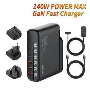 6-Prots USB C 140W Fast Charger QC3.0 USB PD3.0 Muti Ports GaN Charger Mobile Phone Quick Charging Type C Charging Station Hub for iPhone Xiaomi Samsung - Black 6-Prots USB C 140W Fast Charger QC3.0 USB PD3.0 Muti Ports GaN Charger Mobile Phone Quick Charging Type C Charging Station Hub for iPhone Xiaomi Samsung - Black