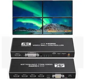 4K Video Wall Controller 2x2 1x2 2x1 1x3 3x1 1x4 4x1 TV Wall Processor for 4 TV Splicing Display Support 3840x2160@30Hz HDMI Inputs and Rotate 180 Degree for 4K HDMI Video Image 4K Video Wall Controller 2x2 1x2 2x1 1x3 3x1 1x4 4x1 TV Wall Processor for 4 TV Splicing Display Support 3840x2160@30Hz HDMI Inputs and Rotate 180 Degree for 4K HDMI Video Image