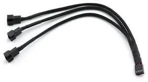 4Pin 1 to 3 Ways PWM Fan Splitter Cable Black Sleeved Fan Power Extension Cable 4Pin Female to 3X 4Pin Male 27cm/10.5 inches 4Pin 1 to 3 Ways PWM Fan Splitter Cable Black Sleeved Fan Power Extension Cable 4Pin Female to 3X 4Pin Male 27cm/10.5 inches