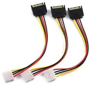 3pcs SATA Male to 4pin Molex Female Power Adapter Cable Serial ATA Extension Cable for 3.5 inches HDD/SSD/SD ROM (20cm) 3pcs SATA Male to 4pin Molex Female Power Adapter Cable Serial ATA Extension Cable for 3.5 inches HDD/SSD/SD ROM (20cm)