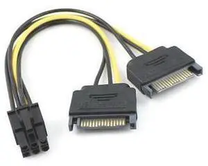 Dual two SATA 15 Pin Male M to PCI-e Express Card 6 Pin Female Graphics Video Card Power Cable 15cm Dual two SATA 15 Pin Male M to PCI-e Express Card 6 Pin Female Graphics Video Card Power Cable 15cm