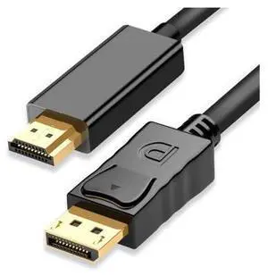 DisplayPort to HDMI 6 Feet Cable, Hannord DP to HDMI Male to Male Adapter 1080P HD Gold-Plated Cord Compatible with HP, and Other Brand DisplayPort to HDMI 6 Feet Cable, Hannord DP to HDMI Male to Male Adapter 1080P HD Gold-Plated Cord Compatible with HP, and Other Brand