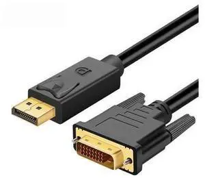 DisplayPort to DVI Adapter, Dp Display Port to DVI Converter Male to Male Gold-Plated Cord 6 Feet Black Cable for HP and Other Brand DisplayPort to DVI Adapter, Dp Display Port to DVI Converter Male to Male Gold-Plated Cord 6 Feet Black Cable for HP and Other Brand