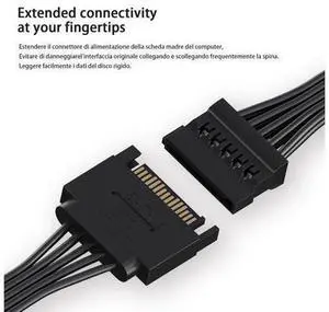 sata Power Splitter Cable 6 Way, 15 Pin SATA to 6 for HDDSSDOptical Drives, sata Power Connector Supply Extension Cable, Black sata Power Splitter Cable 6 Way, 15 Pin SATA to 6 for HDDSSDOptical Drives, sata Power Connector Supply Extension Cable, Black