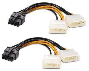 (2-Pack) 8-Pin PCIe to Molex (2x) Power Cable 4 InchesParent (2-Pack) 8-Pin PCIe to Molex (2x) Power Cable 4 InchesParent