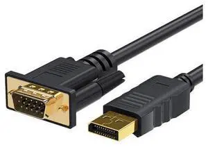 DisplayPort to VGA Adapter, DP to VGA Cable 6 Feet Cable Male to Male 1080P HD Gold-Plated Cord Compatible for HP, Desktop, Laptop, for Monitor, Projector, Black DisplayPort to VGA Adapter, DP to VGA Cable 6 Feet Cable Male to Male 1080P HD Gold-Plated Cord Compatible for HP, Desktop, Laptop, for Monitor, Projector, Black