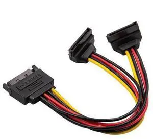 90 Degree SATA 15-Pin Male to 2 x 15P Female Y Splitter Adapter Power Cable for Solid State SSD Hard Disk Motherboard 90 Degree SATA 15-Pin Male to 2 x 15P Female Y Splitter Adapter Power Cable for Solid State SSD Hard Disk Motherboard