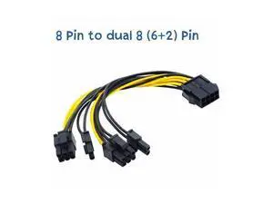 CPU 8pin to 2-port PCIE 8pin Dual PCI-Express 6+2pin Y Splitter Miner GPU Graphics Card Power Supply Cable Cord 18AWG 20CM (6Pin to Dual 8Pin) CPU 8pin to 2-port PCIE 8pin Dual PCI-Express 6+2pin Y Splitter Miner GPU Graphics Card Power Supply Cable Cord 18AWG 20CM (6Pin to Dual 8Pin)