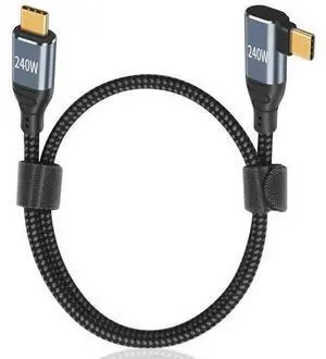 240W USB C to USB C Cable 1.5ft, Short Type C 90 Degree Charging Cable, Nylon Braided PD 3.1 Right Angle Fast Charger Cord Compatible for MacBook Pro, iPad Pro 240W USB C to USB C Cable 1.5ft, Short Type C 90 Degree Charging Cable, Nylon Braided PD 3.1 Right Angle Fast Charger Cord Compatible for MacBook Pro, iPad Pro