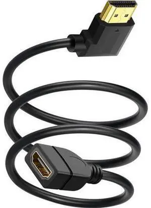 HDMI Extension Cable Left Angle 1.5 Feet 4K HDMI Extender Cable Male to Female Adapter Cord 90 Degree HD Video Converter Short Wire for Monitor, Laptop, Projector, HDTV HDMI Extension Cable Left Angle 1.5 Feet 4K HDMI Extender Cable Male to Female Adapter Cord 90 Degree HD Video Converter Short Wire for Monitor, Laptop, Projector, HDTV