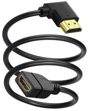 HDMI Extension Cable Right Angle 1.5 Feet 4K HDMI Extender Cable Male to Female Adapter Cord 90 Degree HD Video Converter Short Wire for Monitor, Laptop, Projector, HDTV HDMI Extension Cable Right Angle 1.5 Feet 4K HDMI Extender Cable Male to Female Adapter Cord 90 Degree HD Video Converter Short Wire for Monitor, Laptop, Projector, HDTV