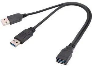 USB A 3.0 Y Splitter Cable, USB 3.0 A Female to Dual USB 3.0 A Male + USB 2.0 A Male Extra Power Charging & Data Transfer Dual USB Y Splitter Cable (30cm-F/Dual M) USB A 3.0 Y Splitter Cable, USB 3.0 A Female to Dual USB 3.0 A Male + USB 2.0 A Male Extra Power Charging & Data Transfer Dual USB Y Splitter Cable (30cm-F/Dual M)