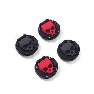 GeekShare Skull Thumb Grips Compatible with Nintendo Switch 2, Anti-Slip Silicone Cover Caps Set for Switch 2025, 4pcs - Black Red GeekShare Skull Thumb Grips Compatible with Nintendo Switch 2, Anti-Slip Silicone Cover Caps Set for Switch 2025, 4pcs - Black Red
