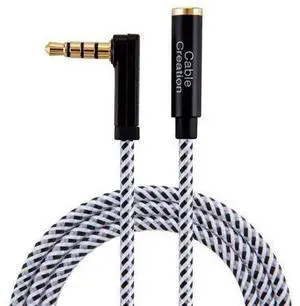 CableCreation Headphone Extension Cable, 90 Degree TRRS 3.5mm Male to Female Audio Extension Cable 4-Conductor(Microphone Compatible), 6 Feet CableCreation Headphone Extension Cable, 90 Degree TRRS 3.5mm Male to Female Audio Extension Cable 4-Conductor(Microphone Compatible), 6 Feet