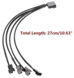 New 1 To 4 Way Y-Splitter Sleeved 4-Pin Molex Fan Male To 4x 3-Pin/4-Pin PWM Male Connector For Fan Extension Adapter Cables New 1 To 4 Way Y-Splitter Sleeved 4-Pin Molex Fan Male To 4x 3-Pin/4-Pin PWM Male Connector For Fan Extension Adapter Cables