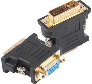 DVI-I to VGA Adapter, 2 Pack DVI 24+5 to VGA Male to Female Adapter with Gold Plated Cord DVI-I to VGA Adapter, 2 Pack DVI 24+5 to VGA Male to Female Adapter with Gold Plated Cord