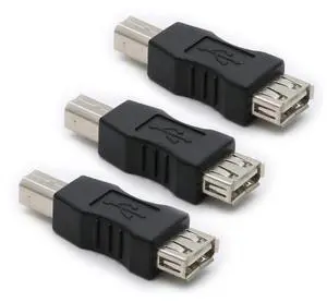 3 Pack USB 2.0 AF/BM Adapter Type A Female to USB B Print Male Adapter Connector Converter Plug 3 Pack USB 2.0 AF/BM Adapter Type A Female to USB B Print Male Adapter Connector Converter Plug