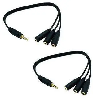 2pcs 1M/3F Audio Splitter, 1FT Gold Plated 3.5mm TRRS Male to 3 x 3.5mm Stereo Jack Female 1 Input 3 Output Audio AUX Splitter 2pcs 1M/3F Audio Splitter, 1FT Gold Plated 3.5mm TRRS Male to 3 x 3.5mm Stereo Jack Female 1 Input 3 Output Audio AUX Splitter