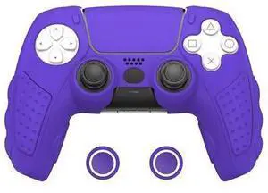 IINE PS5 Controller Cover Case, Anti-Slip Silicone Cover Skin Compatible with PS5 Dual Sense Controller with 2 Thumb Grip Caps/Touch Pad Sticker(Purple) IINE PS5 Controller Cover Case, Anti-Slip Silicone Cover Skin Compatible with PS5 Dual Sense Controller with 2 Thumb Grip Caps/Touch Pad Sticker(Purple)