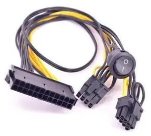 ATX Power 24Pin to 2 Ports 6+2 Pin 8 Pin with On Off Switch cable PCIe 6Pin 8pin Male to 24 Pin Female Power Supply Cable ATX Power 24Pin to 2 Ports 6+2 Pin 8 Pin with On Off Switch cable PCIe 6Pin 8pin Male to 24 Pin Female Power Supply Cable