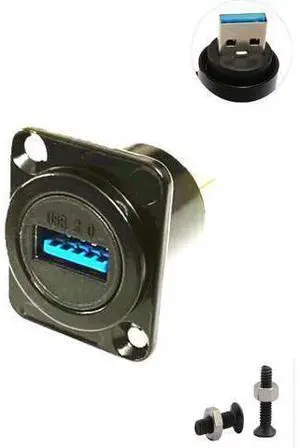 USB3.0 D Type Panel Mount Adapter Male to Female Connector Straight Through Panel Socket for USB Extension Data Transfer 5Gbps Charging Black USB3.0 D Type Panel Mount Adapter Male to Female Connector Straight Through Panel Socket for USB Extension Data Transfer 5Gbps Charging Black
