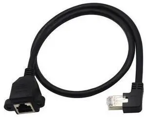 Panel Mount RJ45,RJ45 Male to Female 90 Degree Screw Panel Mount CAT6, CAT5e, CAT5 Shielded Network LAN Extender Cord Connector (Angled Right) 60CM Panel Mount RJ45,RJ45 Male to Female 90 Degree Screw Panel Mount CAT6, CAT5e, CAT5 Shielded Network LAN Extender Cord Connector (Angled Right) 60CM