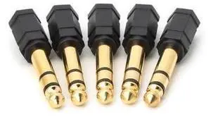 5PCS Gold Plated 3.5mm to 6.35mm Stereo Jack Headphone Adaptor Connector 5PCS Gold Plated 3.5mm to 6.35mm Stereo Jack Headphone Adaptor Connector