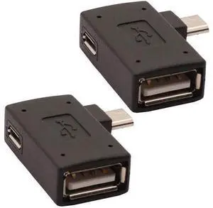 2-in-1 Powered Micro USB OTG Adapter 90 Degree Left Angled for PlayStaion Classic, Raspberry Pi Zero, Chromecast and TiVo Stream 4K - 2 Pack 2-in-1 Powered Micro USB OTG Adapter 90 Degree Left Angled for PlayStaion Classic, Raspberry Pi Zero, Chromecast and TiVo Stream 4K - 2 Pack