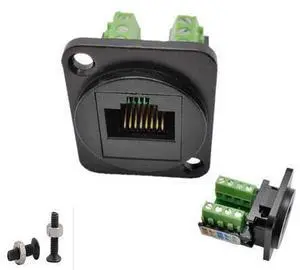 RJ45/8P8C D-Type Panel Mount Ethernet Extender Cat5E Terminal Solderless Network Adapter Keystone Jack Crimping Data Female Connector with Screw RJ45/8P8C D-Type Panel Mount Ethernet Extender Cat5E Terminal Solderless Network Adapter Keystone Jack Crimping Data Female Connector with Screw