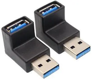 Right Angle USB Adapter VCZHS USB3.0 AM to AF L Shape Converter Adapter USB 3.0 A Male to A Female 90 Degree Angle Plug(Pack of 2) Right Angle USB Adapter VCZHS USB3.0 AM to AF L Shape Converter Adapter USB 3.0 A Male to A Female 90 Degree Angle Plug(Pack of 2)