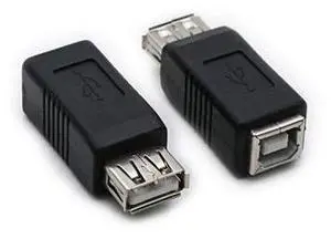 2 Pack USB 2.0 AF/BF Plug Type A Female to Type B Female Adapter Connector Converter Compatible with Laptop Computer Hard Drive Printer Camera 2 Pack USB 2.0 AF/BF Plug Type A Female to Type B Female Adapter Connector Converter Compatible with Laptop Computer Hard Drive Printer Camera