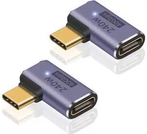 USB C Right Angle Adapter PD 240W for Thunderbolt 4/3, Right Angle 90 Degree USB C Male to Female Extender USB 4.0 L Shape Connector with 8K@60Hz Video for iPad, MacBook, 2-Pack USB C Right Angle Adapter PD 240W for Thunderbolt 4/3, Right Angle 90 Degree USB C Male to Female Extender USB 4.0 L Shape Connector with 8K@60Hz Video for iPad, MacBook, 2-Pack
