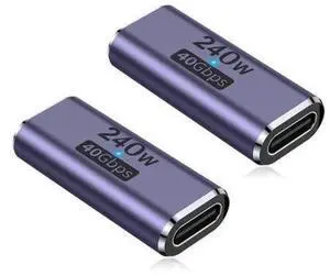 240W USB C Coupler (2 Pack), USB Type C Female to Female Adapter Extender Compatible with Thunderbolt 4/3 Support up to 240W Charging, 40Gbps Data Transfer and 8K@60Hz Video 240W USB C Coupler (2 Pack), USB Type C Female to Female Adapter Extender Compatible with Thunderbolt 4/3 Support up to 240W Charging, 40Gbps Data Transfer and 8K@60Hz Video