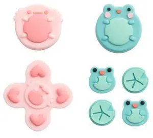 GeekShare Silicone Cross D-Pad Button Caps Set Joystick Cover - ABXY Key Buttons Sticker Compatible with Switch/OLED Joystick - Frog & Axolotl GeekShare Silicone Cross D-Pad Button Caps Set Joystick Cover - ABXY Key Buttons Sticker Compatible with Switch/OLED Joystick - Frog & Axolotl