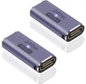 USB C Female to Female Adapter, USB C Coupler 240W Power Delivery, 40Gbps Type C Extender Adapter with 8K@60Hz Video Compatible for iPad, MacBook,Thunderbolt 4/3, (2Pack) USB C Female to Female Adapter, USB C Coupler 240W Power Delivery, 40Gbps Type C Extender Adapter with 8K@60Hz Video Compatible for iPad, MacBook,Thunderbolt 4/3, (2Pack)