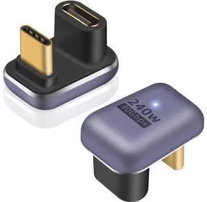 180 Degree USB C Adapter 240W, 2-Pack U Shape USB C 180 Degree Angled USB 4.0 Type C Extender Connector Support 40Gbps Data & 8K Video for Thunderbolt 4/3, Laptop, MacBook 180 Degree USB C Adapter 240W, 2-Pack U Shape USB C 180 Degree Angled USB 4.0 Type C Extender Connector Support 40Gbps Data & 8K Video for Thunderbolt 4/3, Laptop, MacBook